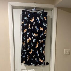 Anthropologie Maeve Black Pants with Butterfly Print